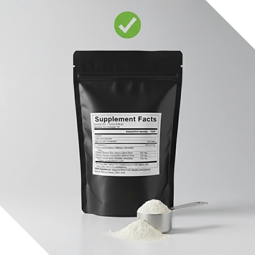 Pouch with Supplement Facts label.